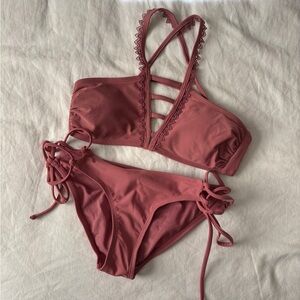 Xhilaration Pink Bikini Set with Strappy Design